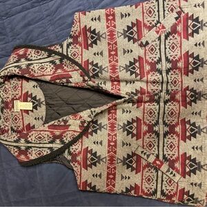 Duluth Trading Co Red and Black Tribal Jacket